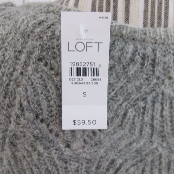 New Ann Taylor LOFT Grey SOFT Mohair Blend Fuzzy Pullover Sweater S Gray NWT - Picture 7 of 9